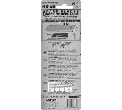OLFA 25 мм, 5 шт, в пластиковом кейсе + блистер, сегментированные лезвия (OL-HB-5B) купить  в Сочи