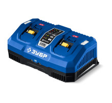 ЗУБР Turbo CHARGE, 20 В, 2 порта, 2 х 9 А, зарядное устройство для LMS АКБ, ПРОФЕССИОНАЛ (TC-20-2)