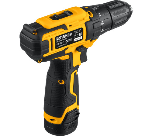 STEHER 12 В, 30 Н·м, 2 АКБ (2 А·ч), дрель-шуруповерт, кейс (CD-120-2) купить в Сочи STEHER 12 В, 30 Н·м, 2 АКБ (2 А·ч), дрель-шуруповерт, кейс (CD-120-2) купить в Сочи
