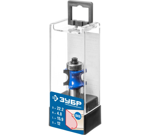 ЗУБР 22.2 x 25.4 мм, радиус 4.8 мм, фреза полустержневая с подшипником, Профессионал (28722-22.2) купить  в Сочи