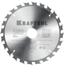 KRAFTOOL Fast, 250 х 30 мм, 24Т, пильный диск по дереву (36950-250-30)