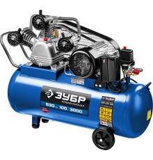 ЗУБР 530 л/мин, 100 л, 3000 Вт, ременной масляный компрессор, Профессионал (КПМ-530-100)