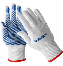 ЗУБР ТОЧКА+, L-XL, х/б перчатки с покрытием из ПВХ-геля, противоскользящие, точки увеличенного размера, 13 класс, Профессионал (11451-XL)
