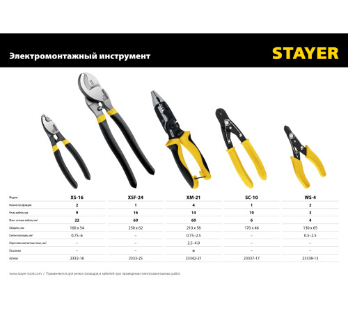 STAYER WS, 0.75 – 2.5 мм2, стриппер для снятия изоляции (23338-13) купить  в Сочи
