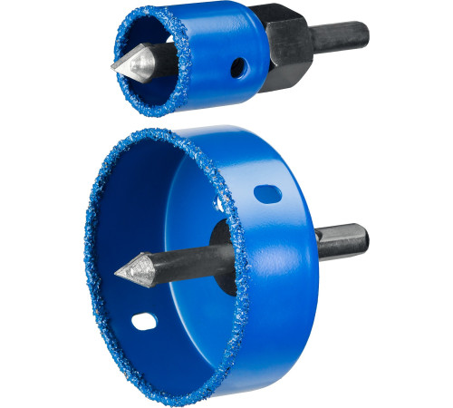 ЗУБР 6 шт, d 22, 28, 35, 44, 68, 73 мм, L 25 мм, карбид вольфрама, набор коронок-чашек с оснасткой, Профессионал (33360-H6) купить  в Сочи