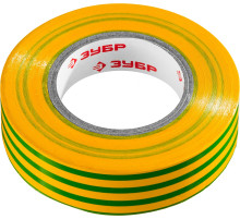 ЗУБР ЭЛЕКТРИК-20, 19 мм х 20 м, 6 000 В, желто-зеленая, не поддерживает горение, изолента ПВХ, Профессионал (1234-6)