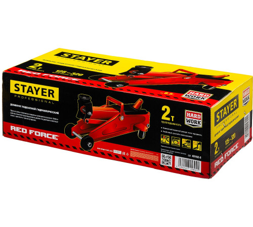 STAYER R-22 RED FORCE, 2 т, 125 - 320 мм, подкатной домкрат для легковых а/м, Professional (43152-2) купить  в Сочи