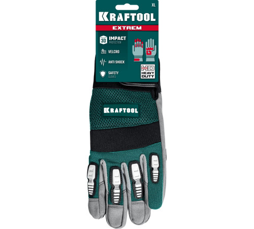 KRAFTOOL Extrem, XL (10), профессиональные комбинированные перчатки, антивибрационные, противоударные (11287-XL) купить  в Сочи