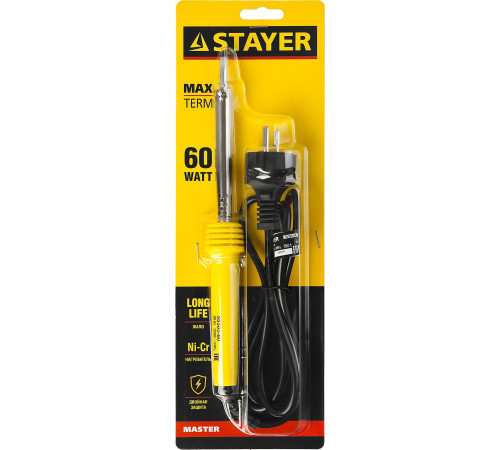 STAYER MAXTerm, 60 Вт, клин, электропаяльник с пластиковой рукояткой (55305-60) купить  в Сочи