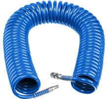 ЗУБР 20 м, 8 х 12 мм, 15 бар, воздушный спиральный шланг с фитингами рапид, Профессионал (6472-20)