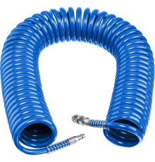 ЗУБР 20 м, 8 х 12 мм, 15 бар, воздушный спиральный шланг с фитингами рапид, Профессионал (6472-20)