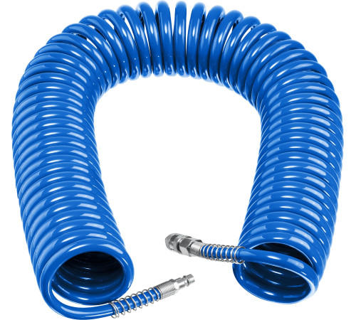 ЗУБР 20 м, 8 х 12 мм, 15 бар, воздушный спиральный шланг с фитингами рапид, Профессионал (6472-20) купить  в Сочи