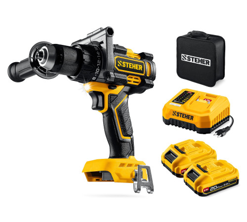 STEHER 20 В, 165 Н·м, 2 АКБ LMS (2 А·ч), бесщеточная дрель-шуруповерт, сумка (CB-165-22) купить в Сочи STEHER 20 В, 165 Н·м, 2 АКБ LMS (2 А·ч), бесщеточная дрель-шуруповерт, сумка (CB-165-22) купить в Сочи