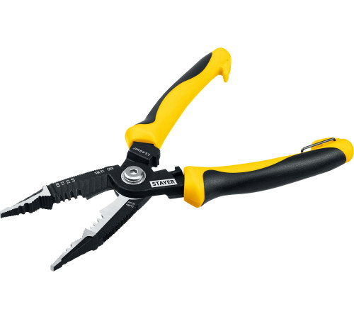 STAYER XM-21, резка d 14мм, зачистка 0.75 – 25 мм2, кримпер 2.5 мм2, плоскогубцы 210 мм, электромонтажные клещи, Professional (23342-21) купить  в Сочи