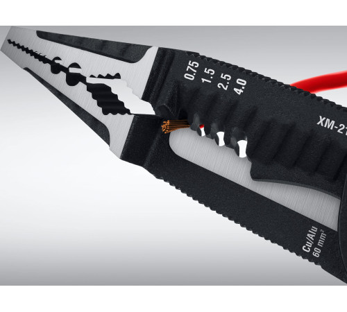 STAYER XM-21, резка d 14мм, зачистка 0.75 – 25 мм2, кримпер 2.5 мм2, плоскогубцы 210 мм, электромонтажные клещи, Professional (23342-21) купить  в Сочи