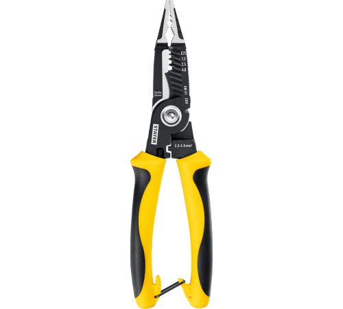 STAYER XM-21, резка d 14мм, зачистка 0.75 – 25 мм2, кримпер 2.5 мм2, плоскогубцы 210 мм, электромонтажные клещи, Professional (23342-21) купить  в Сочи