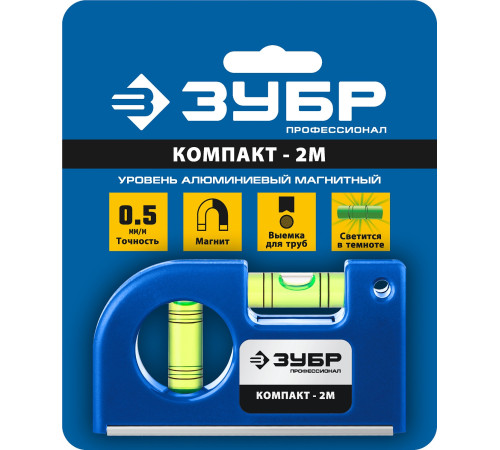 ЗУБР КОМПАКТ - 2М, 85 мм, магнитный компактный уровень, Профессионал (34551) купить  в Сочи