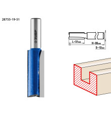 ЗУБР 19 x 51 мм, хвостовик 12 мм, фреза пазовая прямая с нижними подрезателями, Профессионал (28755-19-51)