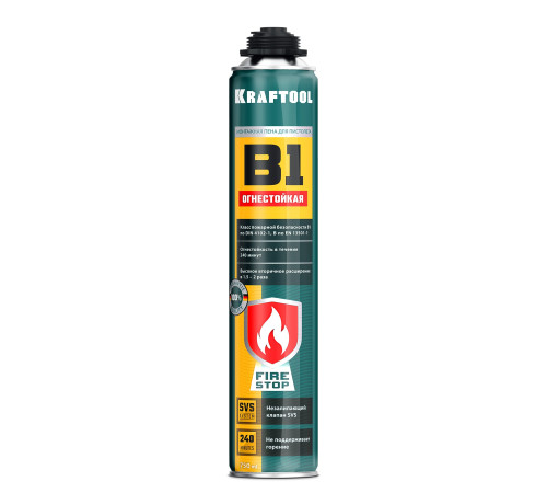 KRAFTOOL FIRE STOP B1, 750 мл, пистолетная, огнестойкая, не залипающий клапан, 240°С, SVS, выход до 45 л, монтажная пена (41186) купить в Сочи KRAFTOOL FIRE STOP B1, 750 мл, пистолетная, огнестойкая, не залипающий клапан, 240°С, SVS, выход до 45 л, монтажная пена (41186) купить в Сочи