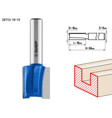 ЗУБР 18 x 19 мм, хвостовик 8 мм, фреза пазовая прямая, Профессионал (28753-18-19)