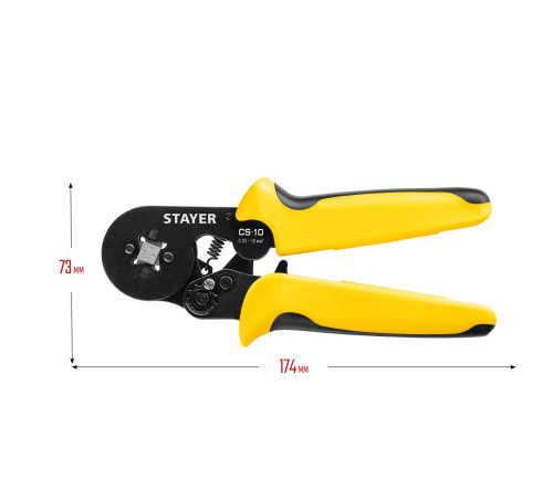 STAYER CS-10, 0.25 - 10 мм2, мультидиапазонные пресс-клещи с квадратным профилем для втулочных наконечников, Professional (44447) купить  в Сочи