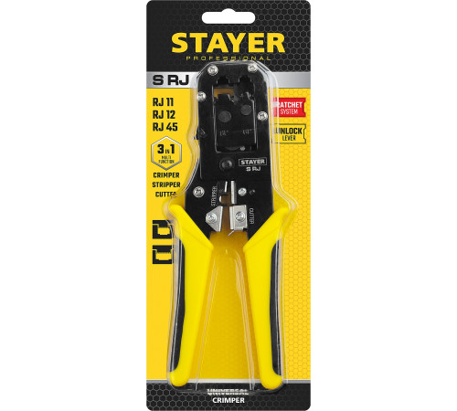 STAYER S-RJ, (RJ45, RJ11, RJ12), универсальный кримпер, Professional (22652) купить в Сочи STAYER S-RJ, (RJ45, RJ11, RJ12), универсальный кримпер, Professional (22652) купить в Сочи