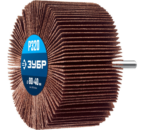 ЗУБР d 80 x 40 мм, P320, на шпильке d 6 мм, круг шлифовальный лепестковый, Профессионал (36604-320) купить  в Сочи