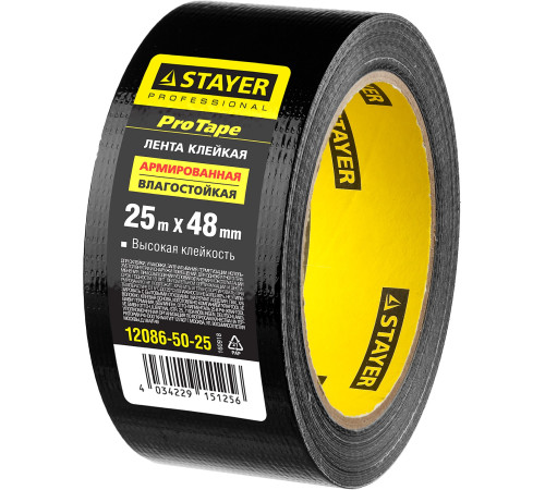 STAYER 48 мм, 25 м, черная, армированная лента, Professional (12086-50-25) купить  в Сочи