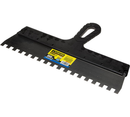 STAYER PROFlat, 350 мм, зуб 10 х 10 мм, пластиковая ручка, зубчатый, нержавеющий фасадный шпатель, Professional (1009-35-10) купить  в Сочи