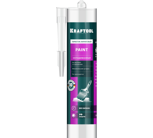 KRAFTOOL PAINT, 300 мл, белый, универсальный акриловый герметик (41251-0) купить в Сочи KRAFTOOL PAINT, 300 мл, белый, универсальный акриловый герметик (41251-0) купить в Сочи