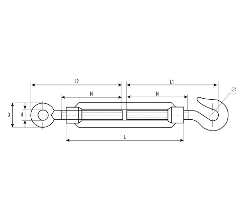 ЗУБР DIN 1480, М24, кованая натяжная муфта, 1 шт, талреп крюк-кольцо, Профессионал (4-304355-24) купить  в Сочи