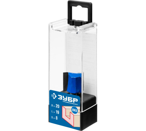 ЗУБР 20 x 19 мм, хвостовик 8 мм, фреза пазовая прямая, Профессионал (28753-20-19) купить  в Сочи