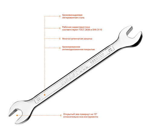 KRAFTOOL 12 х 13 мм, рожковый гаечный ключ (27033-12-13) купить  в Сочи