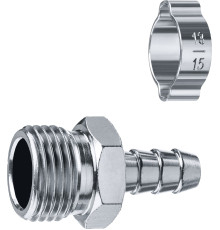 ЗУБР штуцер ″елочка″, 10 мм - 1/2″M, переходник с обжимным хомутом, Профессионал (64924-1/2-10)