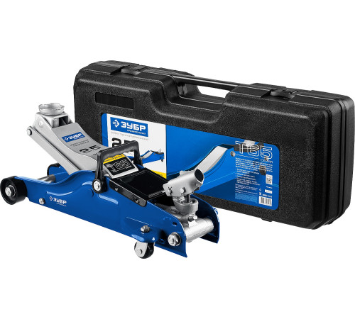 ЗУБР Т-65, 2.5 т, 90 - 360 мм, подкатной домкрат с низким подхватом и поворотной ручкой в кейсе, Профессионал (43057-2.5-K) купить  в Сочи