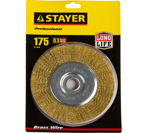 STAYER 175 мм, витая стальная латунированная проволока 0.3 мм, щетка дисковая для УШМ, Professional (35122-175) купить  в Сочи