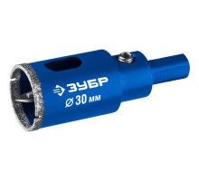 ЗУБР АГК d 30 мм (центр. сверло, трехгр. хвост, Р60), Алмазная коронка, Профессионал (29850-30)