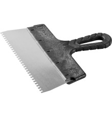 ЗУБР 250 мм, зуб 4 х 4мм, пластиковая ручка, нержавеющий фасадный шпатель (10078-25-04)