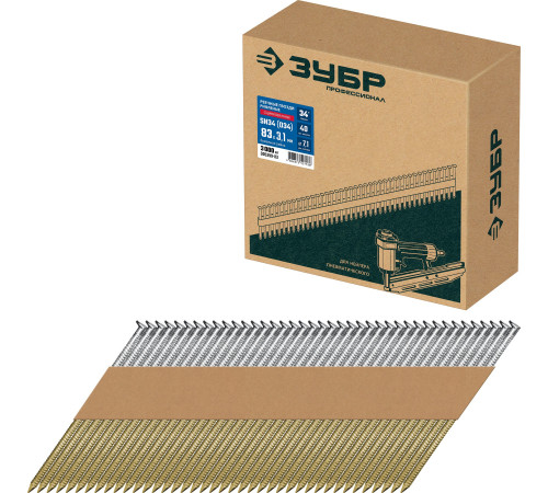 ЗУБР SN34 (D34) 83 х 3.1 мм, реечные гвозди рифленые оцинкованные, 3000 шт (305399-83) купить  в Сочи