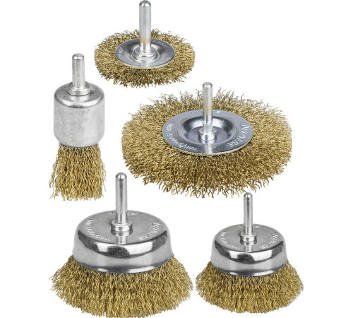 STAYER 5 шт, витая стальная латунированная проволока 0.3 мм, набор щеток-крацовок для дрели, Professinal (35157-H5) купить  в Сочи