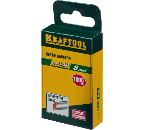 KRAFTOOL тип 140 (G/11/57) 8 мм, 1000 шт, калибр 20GA, скобы для степлера (31680-08) купить  в Сочи