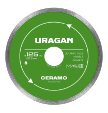 URAGAN CERAMO 125 мм, диск алмазный отрезной сплошной (36707-125)