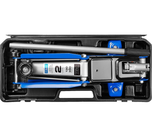 ЗУБР Т-50, 2 т, 130 - 380 мм, подкатной домкрат с увеличенным подъемом в кейсе, Профессионал (43052-2-K) купить  в Сочи