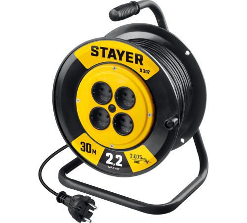 STAYER S-207, ПВС, 2 х 0.75 мм2, 30 м, 2200 Вт, удлинитель на катушке (55073-30) купить в Сочи STAYER S-207, ПВС, 2 х 0.75 мм2, 30 м, 2200 Вт, удлинитель на катушке (55073-30) купить в Сочи