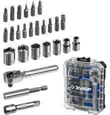 ЗУБР Компакт 26 предм., система стыковки Z-БОКС, набор: трещотка с насадками, Профессионал (25172)