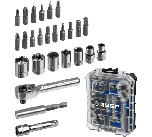 ЗУБР Компакт 26 предм., система стыковки Z-БОКС, набор: трещотка с насадками, Профессионал (25172) купить  в Сочи