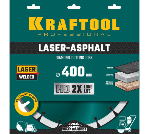 KRAFTOOL LASER-ASPHALT 400 мм (25.4/20 мм, 10х3.4 мм), алмазный диск (36687-400) купить в Сочи KRAFTOOL LASER-ASPHALT 400 мм (25.4/20 мм, 10х3.4 мм), алмазный диск (36687-400) купить в Сочи