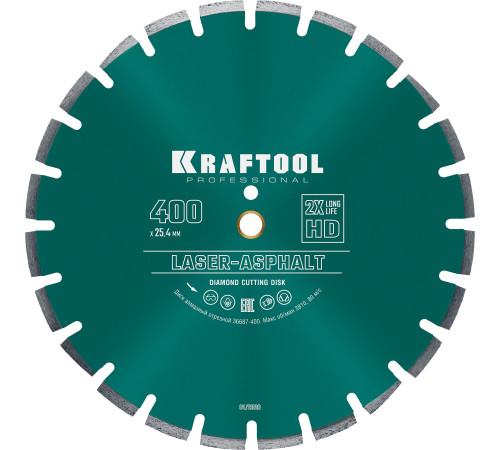 KRAFTOOL LASER-ASPHALT 400 мм (25.4/20 мм, 10х3.4 мм), алмазный диск (36687-400) купить в Сочи KRAFTOOL LASER-ASPHALT 400 мм (25.4/20 мм, 10х3.4 мм), алмазный диск (36687-400) купить в Сочи