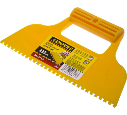 STAYER 230 мм, зубчатый 4 х 4 мм, пластмассовый, малярный шпатель (1022-4) купить  в Сочи