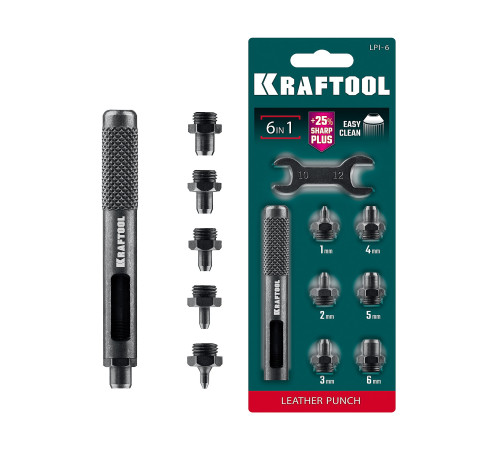 KRAFTOOL LPI-6 с набором насадок 1-6 мм, ударный пробойник для кожи (22951) купить  в Сочи KRAFTOOL LPI-6 с набором насадок 1-6 мм, ударный пробойник для кожи (22951) купить  в Сочи
